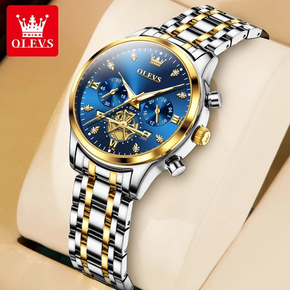 OLEVS Luxury Couple Quartz Watch Set – Waterproof, Luminous Dial, Day - Date Display – His & Her Gift Timepiece - SMARTMARTNZ