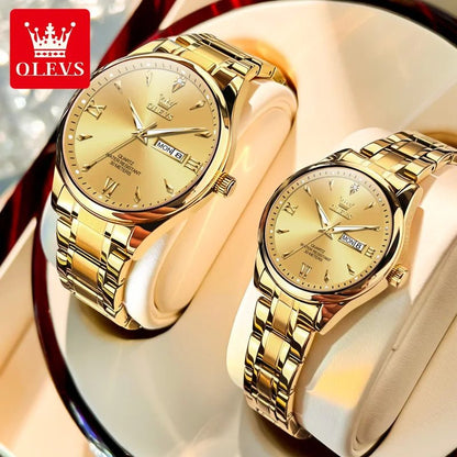 OLEVS Top Brand Couple Watch – Waterproof Quartz Watches with Luminous Dial & Calendar Display for Men and Women - SMARTMARTNZ