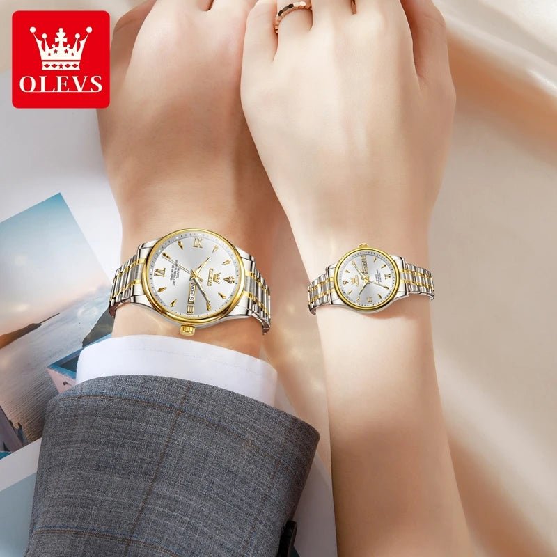 OLEVS Top Brand Couple Watch – Waterproof Quartz Watches with Luminous Dial & Calendar Display for Men and Women - SMARTMARTNZ