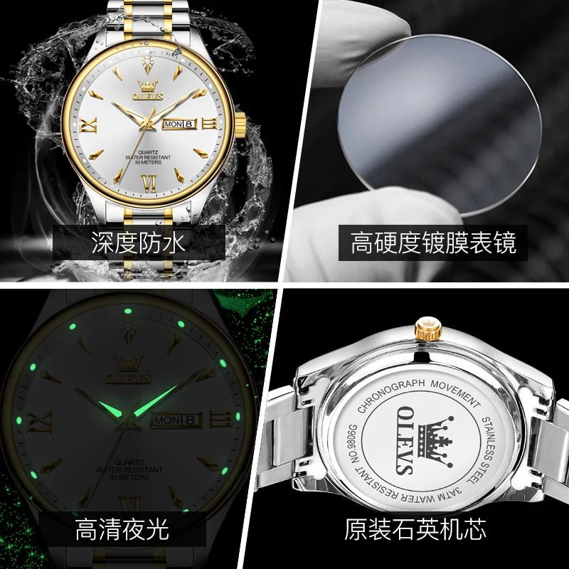 OLEVS Top Brand Couple Watch – Waterproof Quartz Watches with Luminous Dial & Calendar Display for Men and Women - SMARTMARTNZ