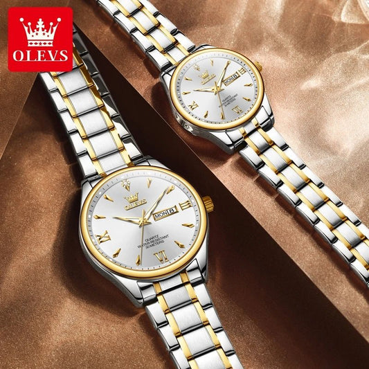 OLEVS Top Brand Couple Watch – Waterproof Quartz Watches with Luminous Dial & Calendar Display for Men and Women - SMARTMARTNZ