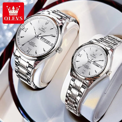 OLEVS Top Brand Couple Watch – Waterproof Quartz Watches with Luminous Dial & Calendar Display for Men and Women - SMARTMARTNZ