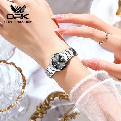 OPK 8105 Classic Couple Watch Set – Waterproof Quartz Watches with Glow Dial, Date & Week Display for Men and Women - SMARTMARTNZ
