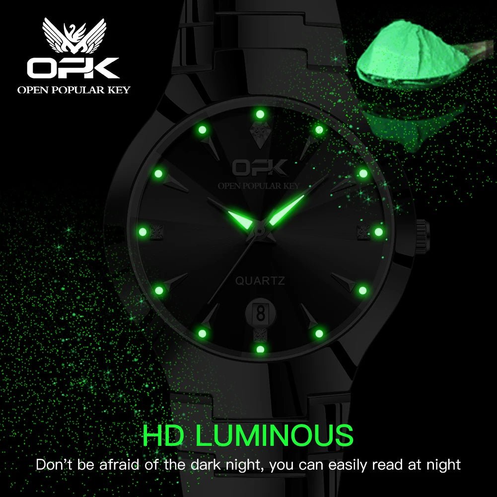 OPK 8105 Classic Couple Watch Set – Waterproof Quartz Watches with Glow Dial, Date & Week Display for Men and Women - SMARTMARTNZ