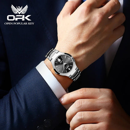 OPK 8105 Classic Couple Watch Set – Waterproof Quartz Watches with Glow Dial, Date & Week Display for Men and Women - SMARTMARTNZ