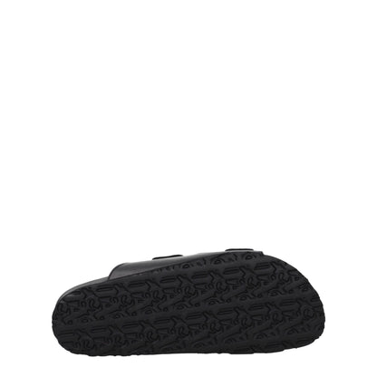 Palm Angels Black Leather Slippers Sandals - SMARTMARTNZ