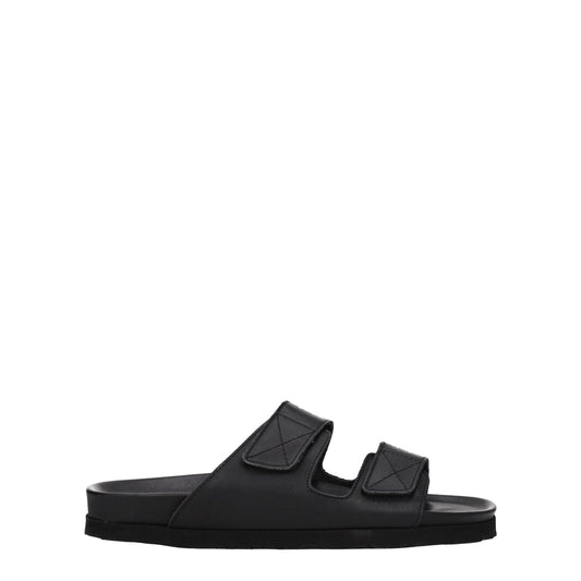 Palm Angels Black Leather Slippers Sandals - SMARTMARTNZ