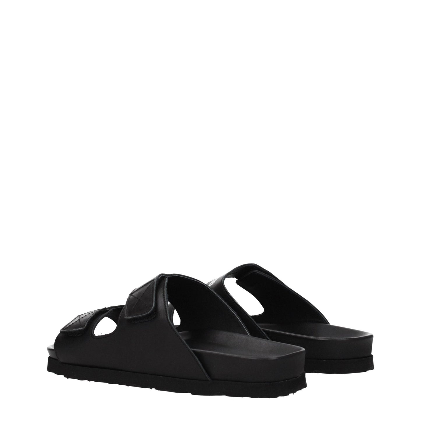 Palm Angels Black Leather Slippers Sandals - SMARTMARTNZ