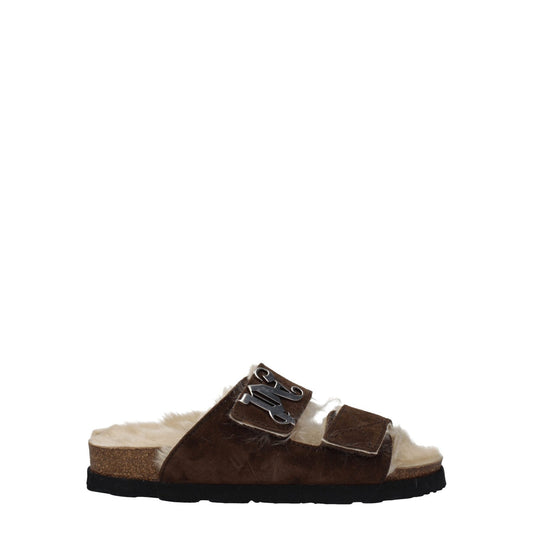 Palm Angels Brown Leather Slippers Sandals - SMARTMARTNZ