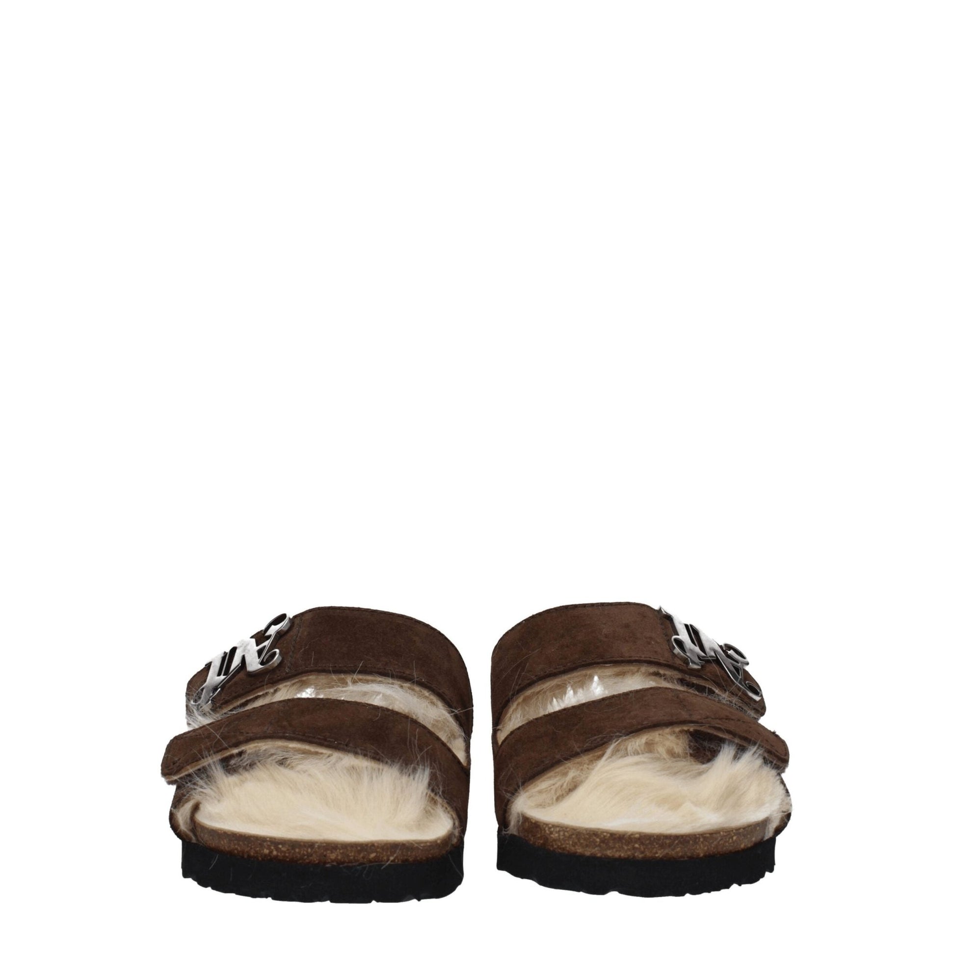 Palm Angels Brown Leather Slippers Sandals - SMARTMARTNZ
