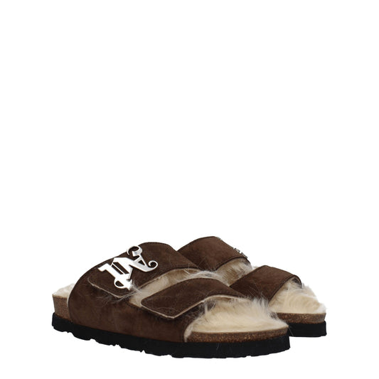 Palm Angels Brown Leather Slippers Sandals - SMARTMARTNZ