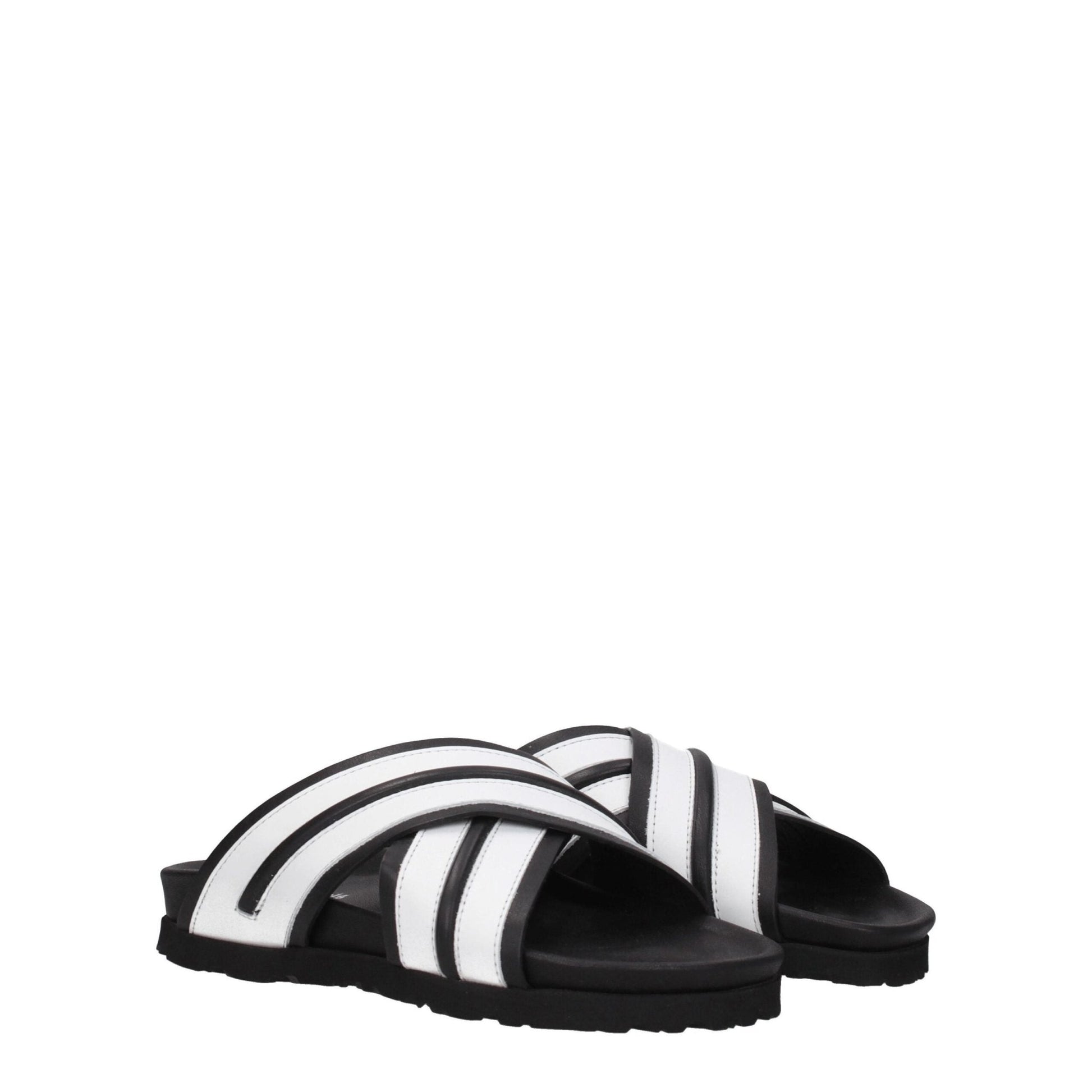Palm Angels White Leather Slippers Sandals - SMARTMARTNZ