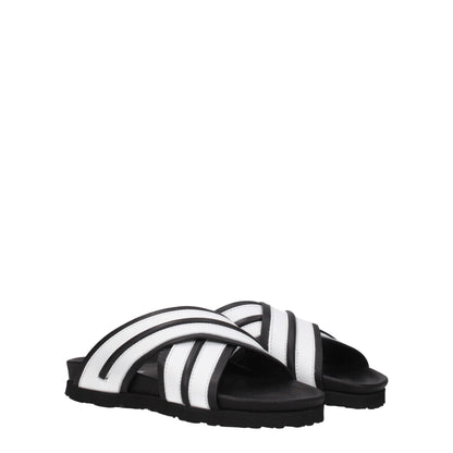 Palm Angels White Leather Slippers Sandals - SMARTMARTNZ