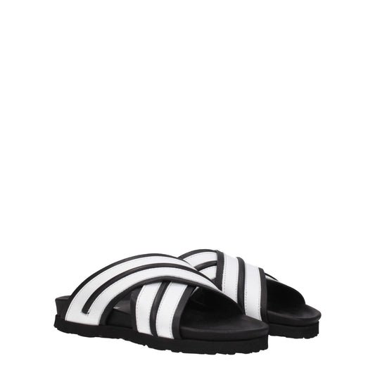Palm Angels White Leather Slippers Sandals - SMARTMARTNZ