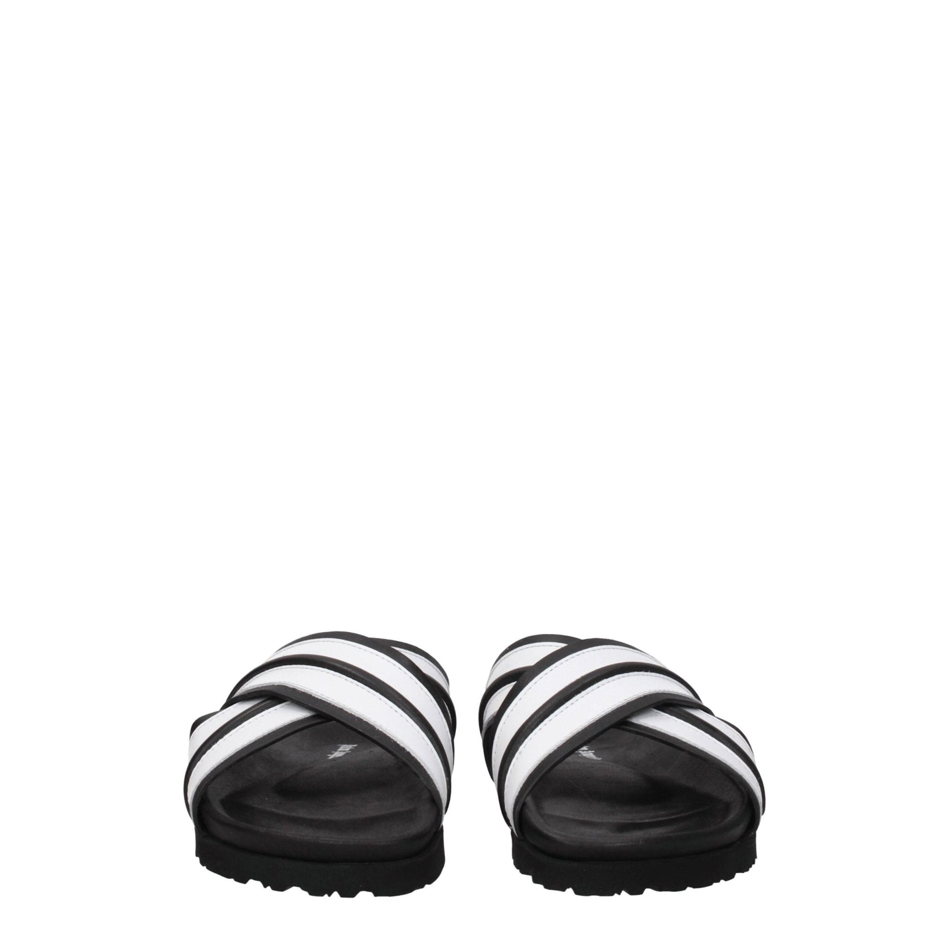 Palm Angels White Leather Slippers Sandals - SMARTMARTNZ