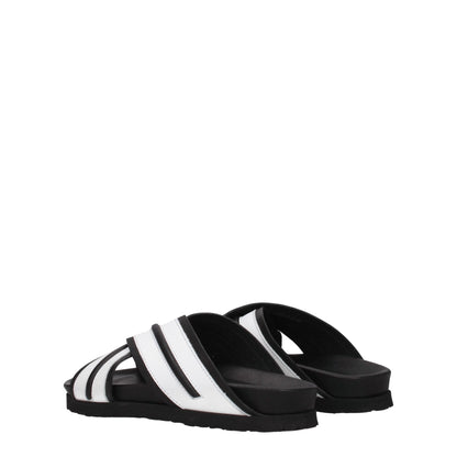 Palm Angels White Leather Slippers Sandals - SMARTMARTNZ