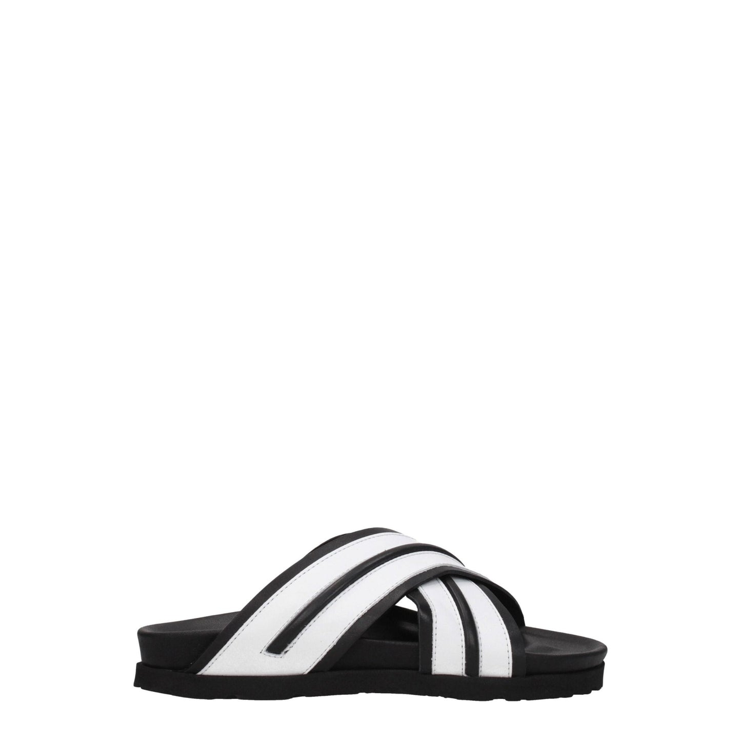 Palm Angels White Leather Slippers Sandals - SMARTMARTNZ