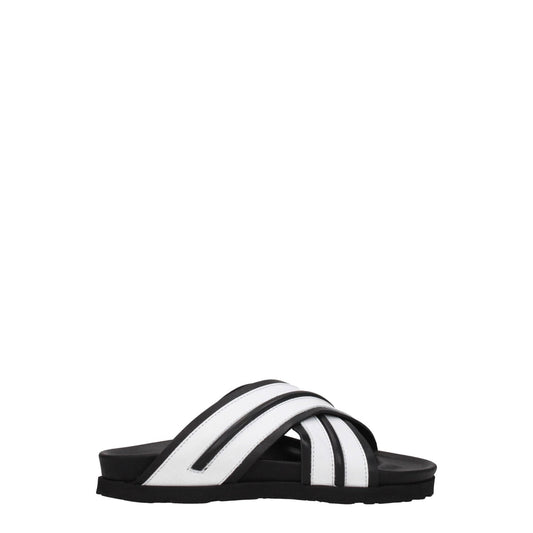 Palm Angels White Leather Slippers Sandals - SMARTMARTNZ