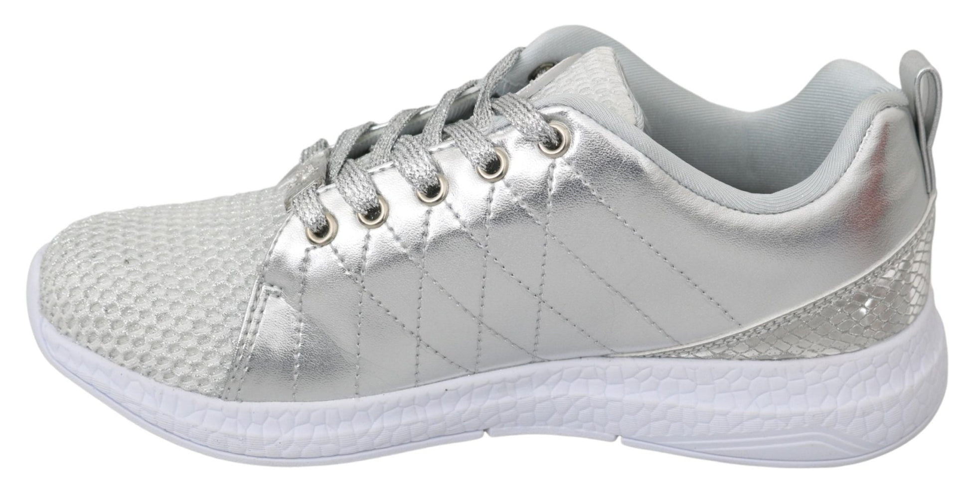 Philipp Plein Gisella Silver Polyester Sneakers Shoes - SMARTMARTNZ