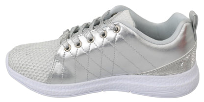 Philipp Plein Gisella Silver Polyester Sneakers Shoes - SMARTMARTNZ