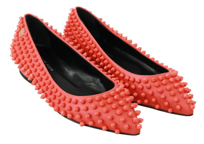 Philipp Plein Orange Leather Ballerina WHAT I DO Flats Shoes - SMARTMARTNZ