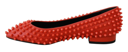 Philipp Plein Orange Leather Ballerina WHAT I DO Flats Shoes - SMARTMARTNZ