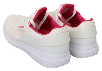 Philipp Plein White Pink Polyester Becky Sneakers Shoes - SMARTMARTNZ