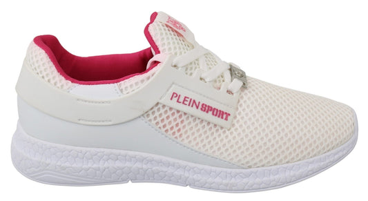 Philipp Plein White Pink Polyester Becky Sneakers Shoes - SMARTMARTNZ