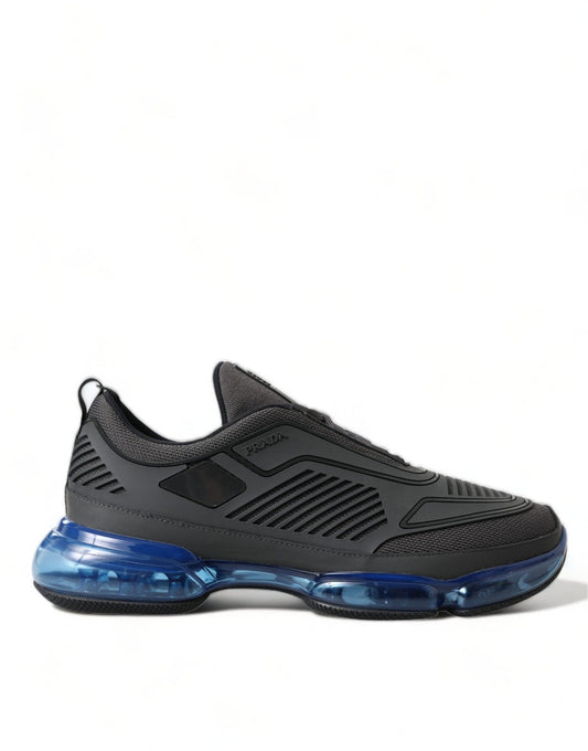 Prada Black Blue Rubber Knit Slip On Low Top Sneakers Shoes - SMARTMARTNZ