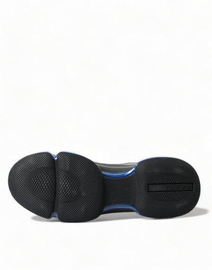 Prada Black Blue Rubber Knit Slip On Low Top Sneakers Shoes - SMARTMARTNZ