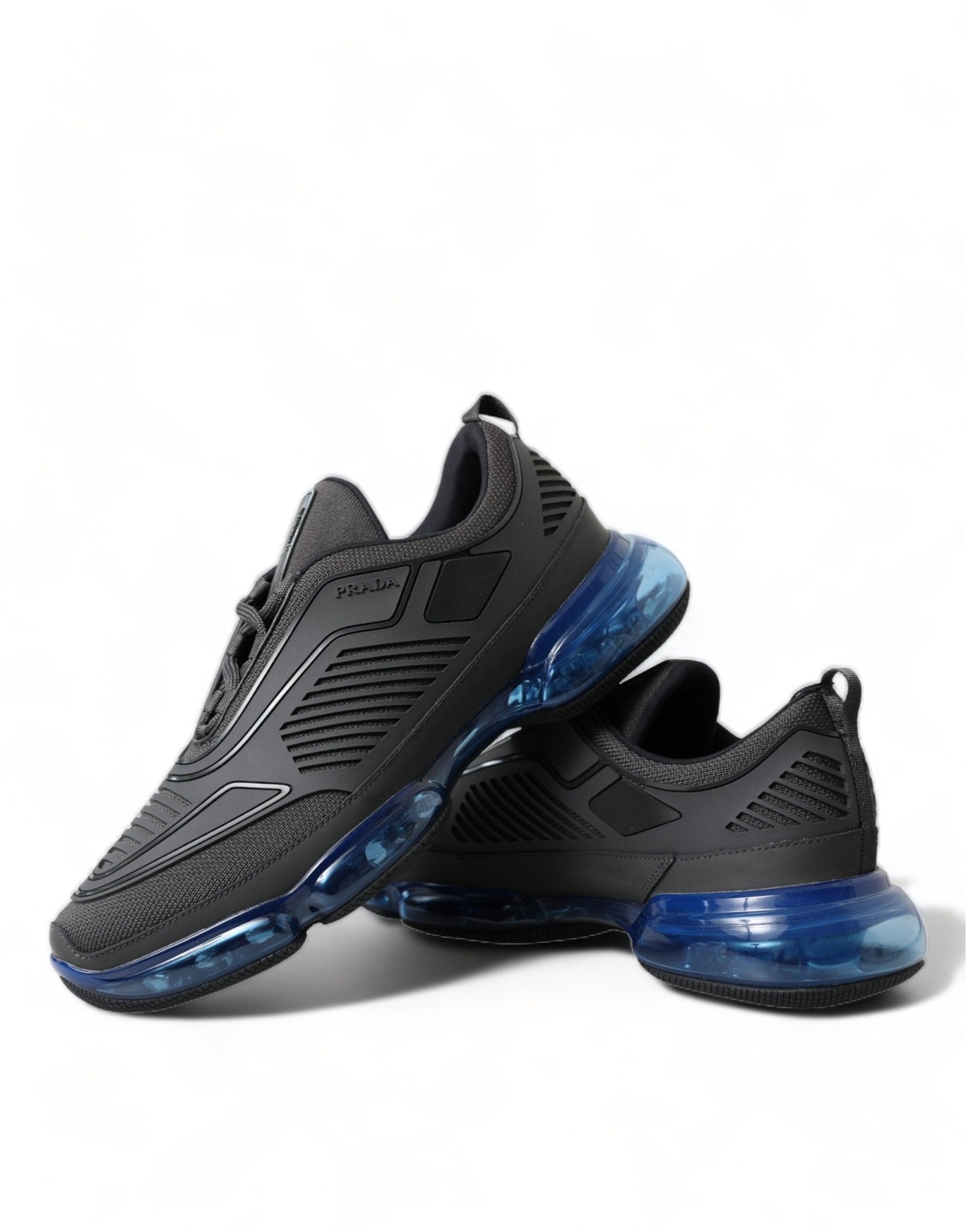 Prada Black Blue Rubber Knit Slip On Low Top Sneakers Shoes - SMARTMARTNZ