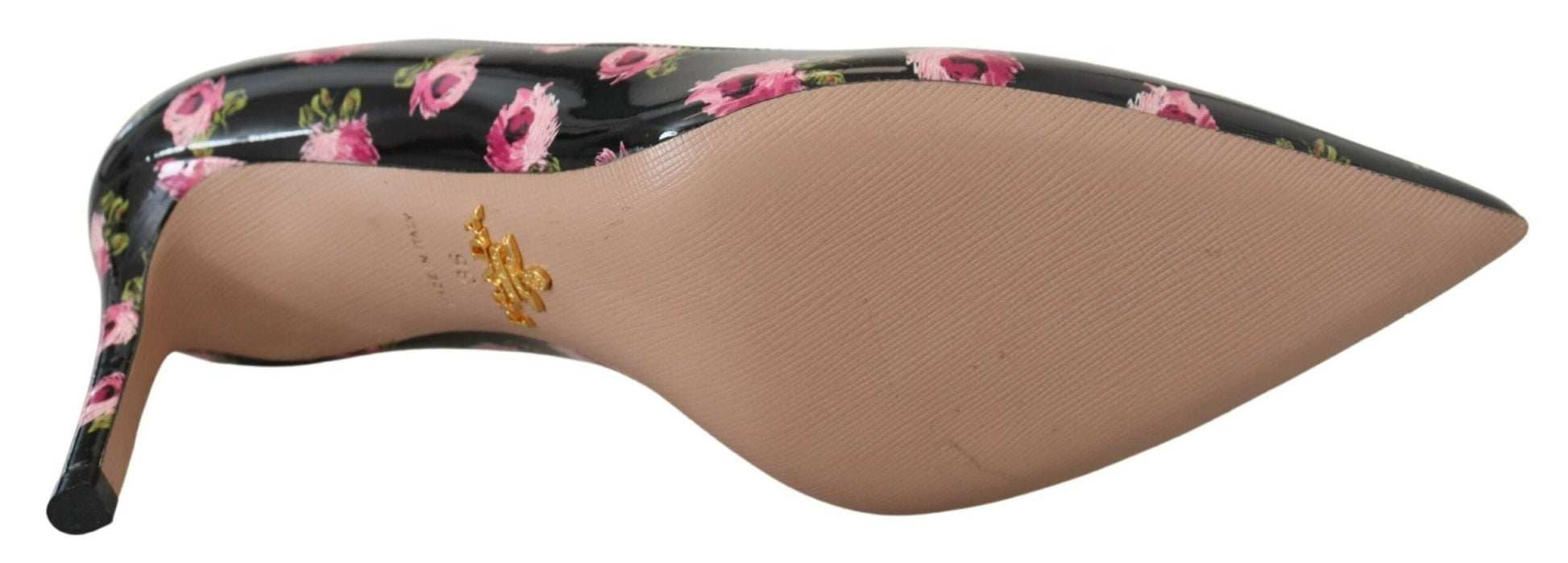 Prada Black Leather Floral Heels Stilettos Pumps - SMARTMARTNZ