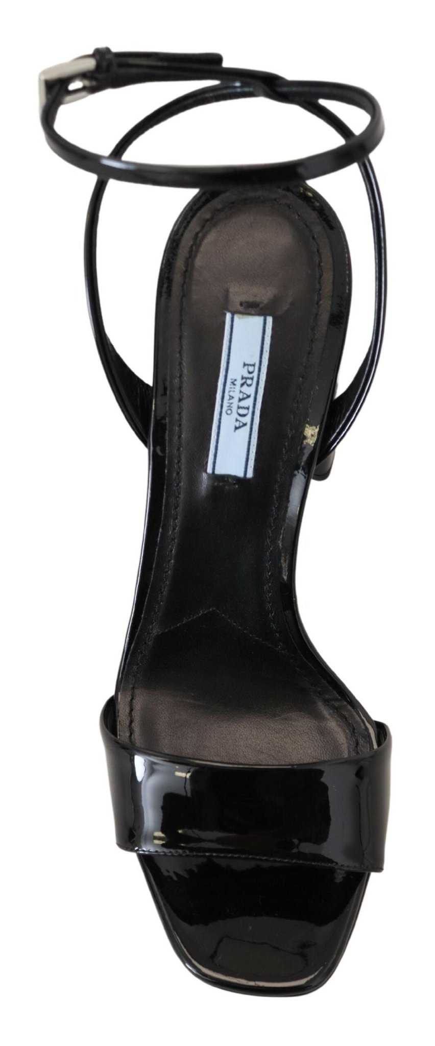 Prada Black Patent Sandals Ankle Strap Heels Leather - SMARTMARTNZ