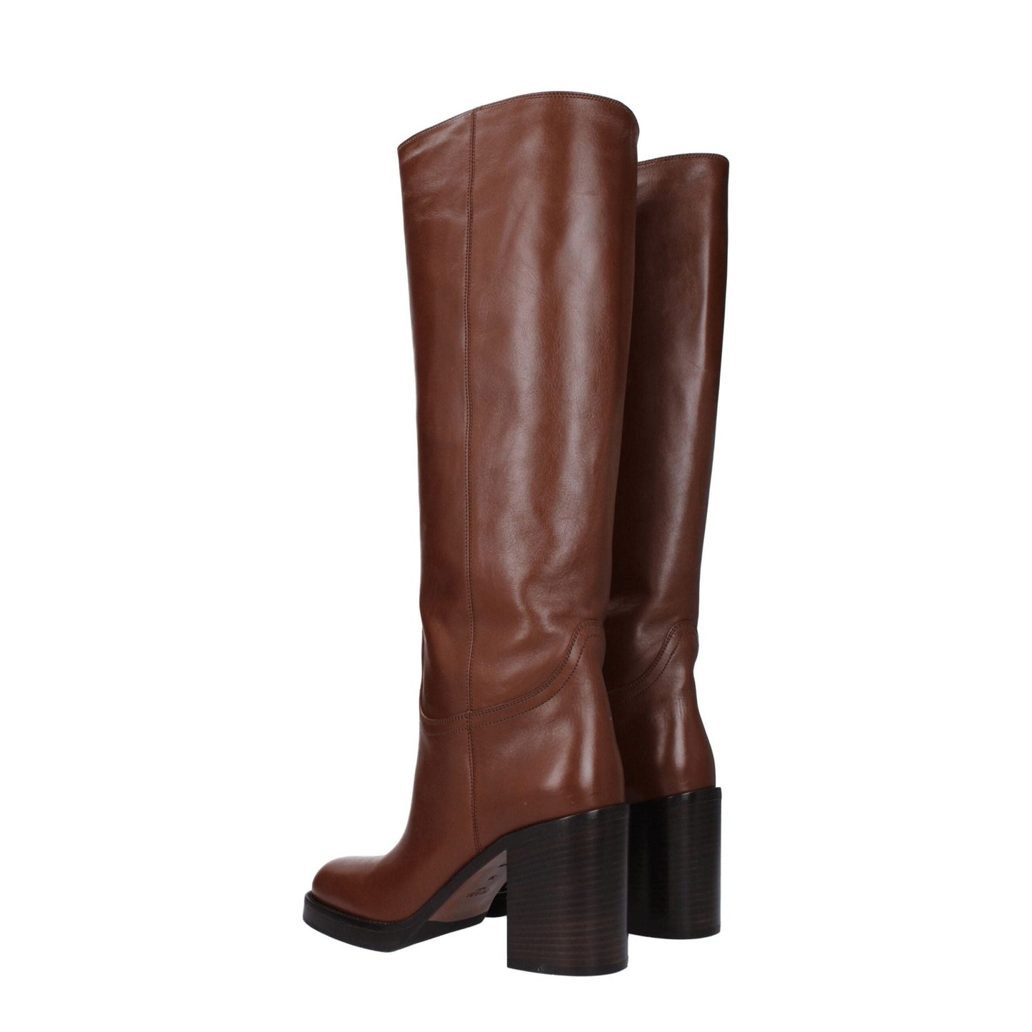 Prada Brown Leather High Heel Boots - SMARTMARTNZ
