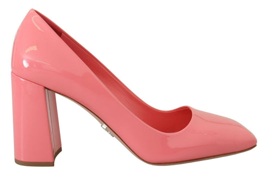 Prada Pink Patent Leather Block Heels Pumps Classic - SMARTMARTNZ