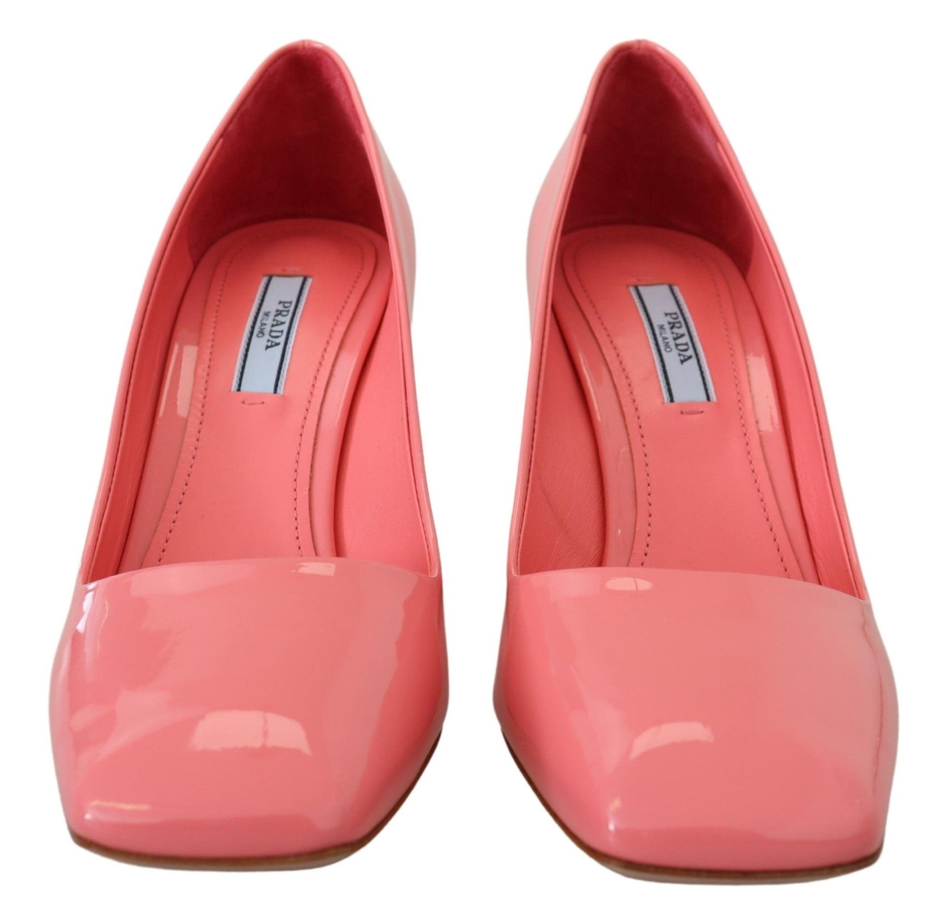 Prada Pink Patent Leather Block Heels Pumps Classic - SMARTMARTNZ