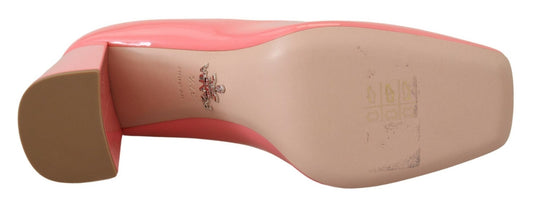 Prada Pink Patent Leather Block Heels Pumps Classic - SMARTMARTNZ