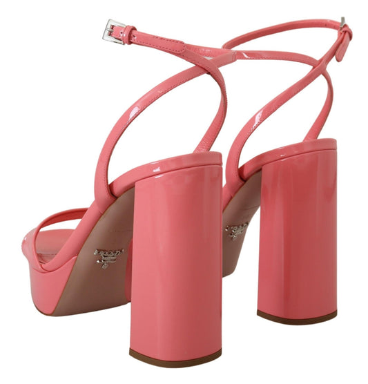 Prada Pink Patent Sandals Ankle Strap Heels Sandal - SMARTMARTNZ