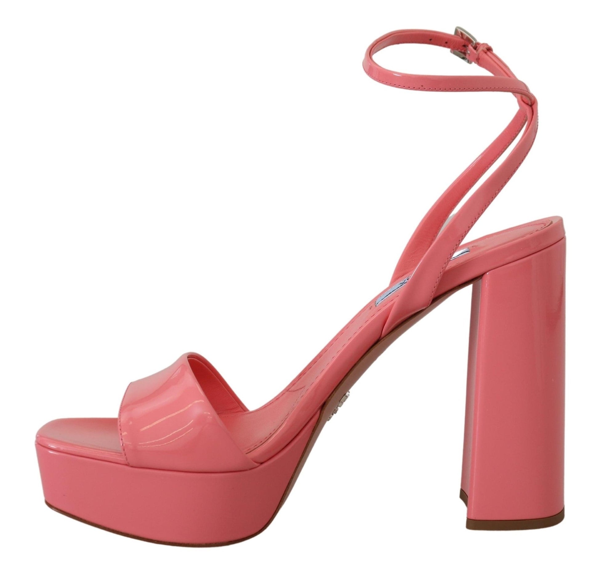 Prada Pink Patent Sandals Ankle Strap Heels Sandal - SMARTMARTNZ