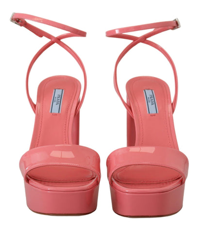 Prada Pink Patent Sandals Ankle Strap Heels Sandal - SMARTMARTNZ