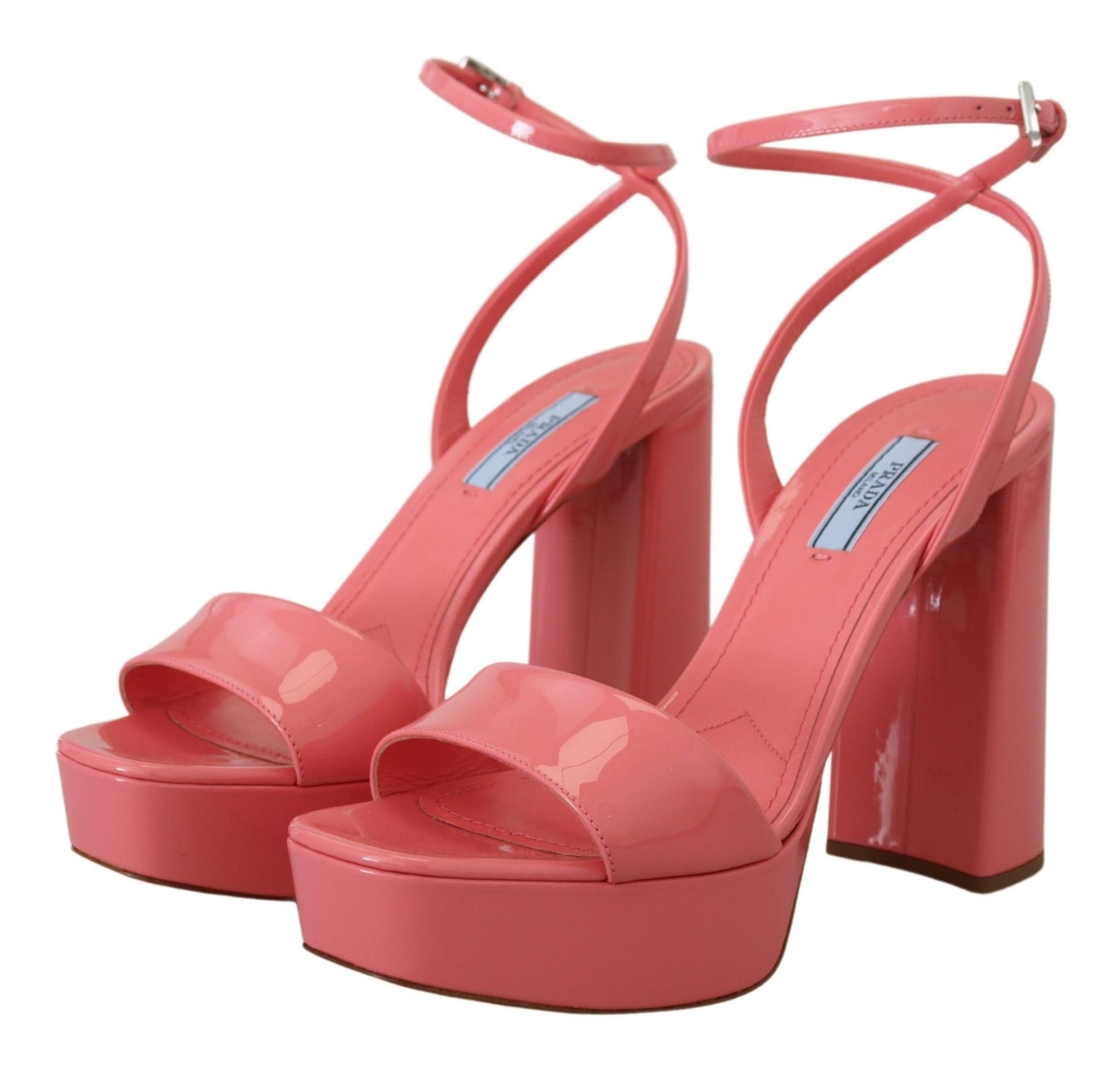 Prada Pink Patent Sandals Ankle Strap Heels Sandal - SMARTMARTNZ