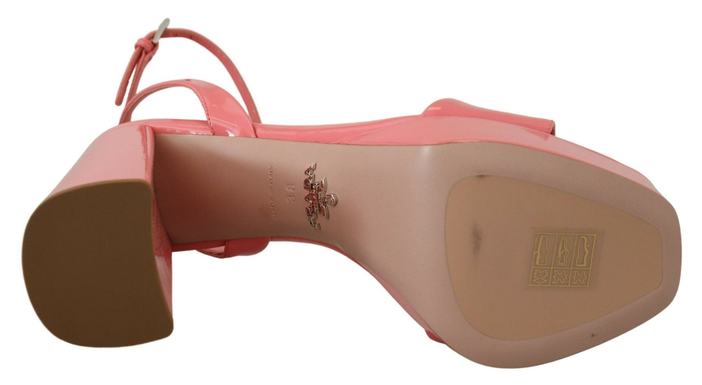 Prada Pink Patent Sandals Ankle Strap Heels Sandal - SMARTMARTNZ