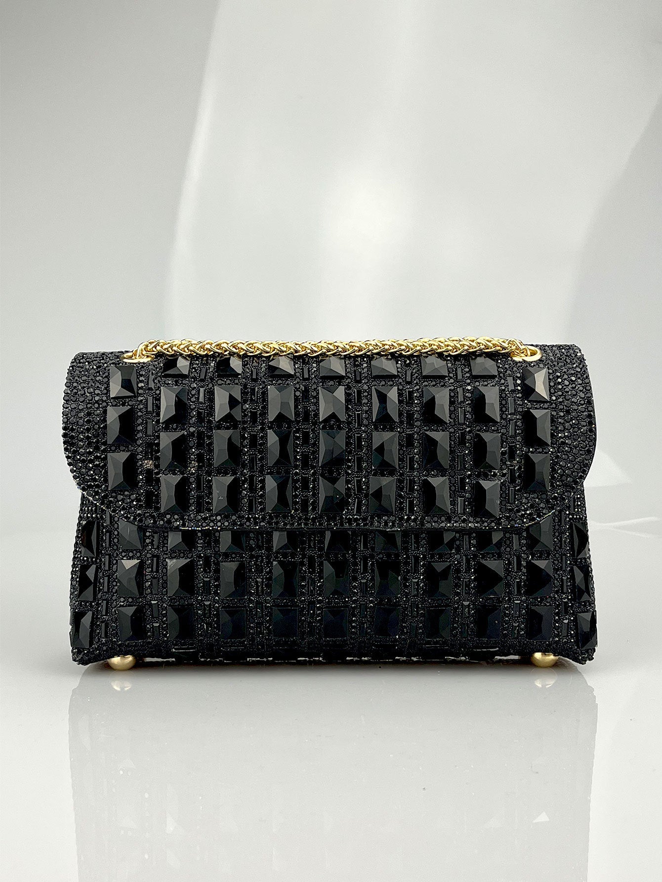 “Rhinestone Glass Clutch with Chain – Elegant & Dazzling” - SMARTMARTNZ