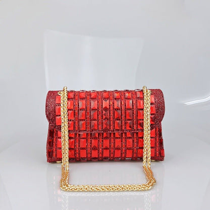 “Rhinestone Glass Clutch with Chain – Elegant & Dazzling” - SMARTMARTNZ