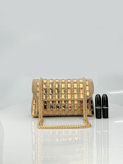“Rhinestone Glass Clutch with Chain – Elegant & Dazzling” - SMARTMARTNZ