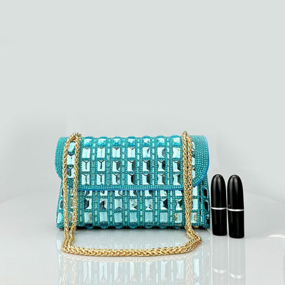 “Rhinestone Glass Clutch with Chain – Elegant & Dazzling” - SMARTMARTNZ