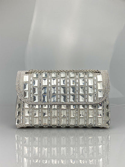 “Rhinestone Glass Clutch with Chain – Elegant & Dazzling” - SMARTMARTNZ