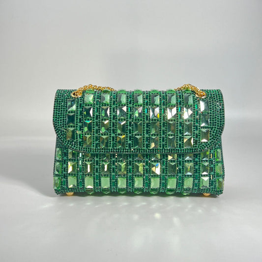 “Rhinestone Glass Clutch with Chain – Elegant & Dazzling” - SMARTMARTNZ
