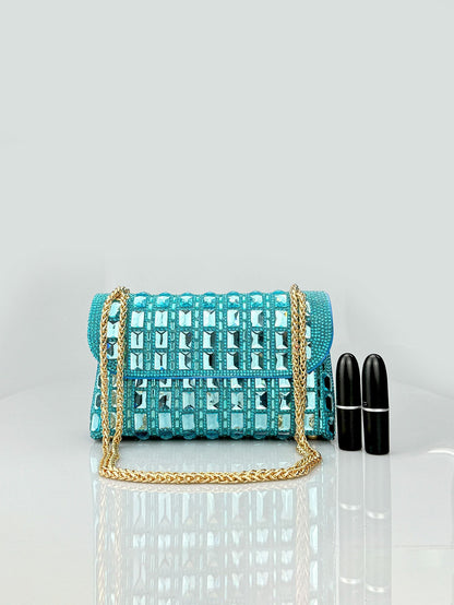 “Rhinestone Glass Clutch with Chain – Elegant & Dazzling” - SMARTMARTNZ