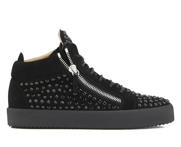 SHOOEGLE Men’s Patchwork Zipper Sneakers with Rhinestones - SMARTMARTNZ